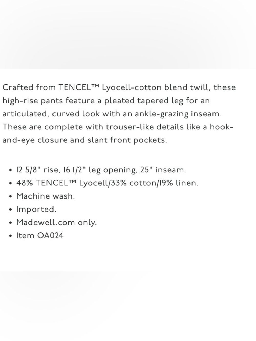 Madewell The Short Barrel Leg Pant in Drapey Twill - Picture 3 of 9